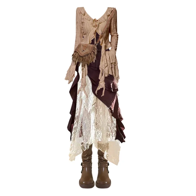 Осенний новый облегающий топ нестандартной формы с рюшами на подтяжках - Фотография_4