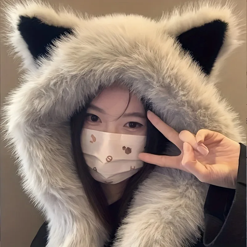 Шапка из искусственного меха с кошачьими ушками - Фотография_2