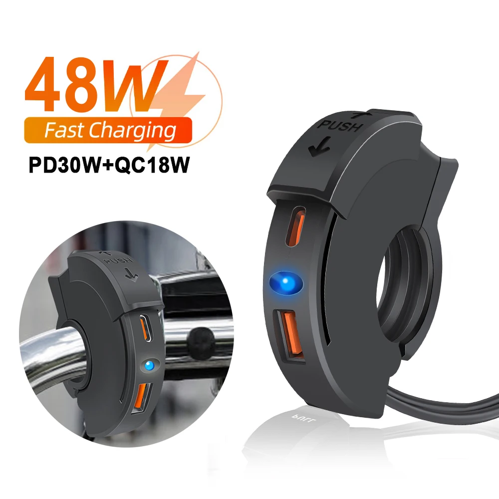 Pd qc3.0 мотоциклетное быстрое зарядное устройство usb