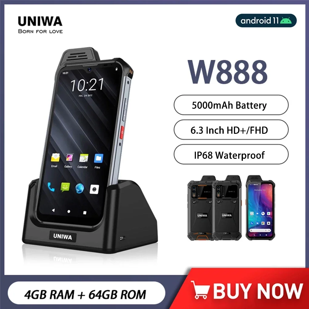 Uniwa w888 ip68 водонепроницаемый смартфон 4g рация 6