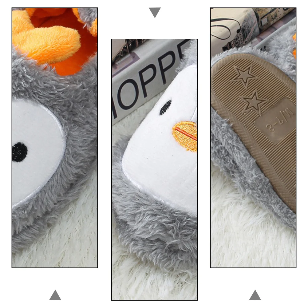 1 пара детских теплых хлопковых тапочек с рисунком пингвина - Фотография_2