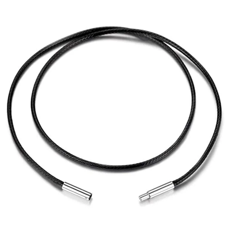 Черное ожерелье из натуральной кожи с застежкой