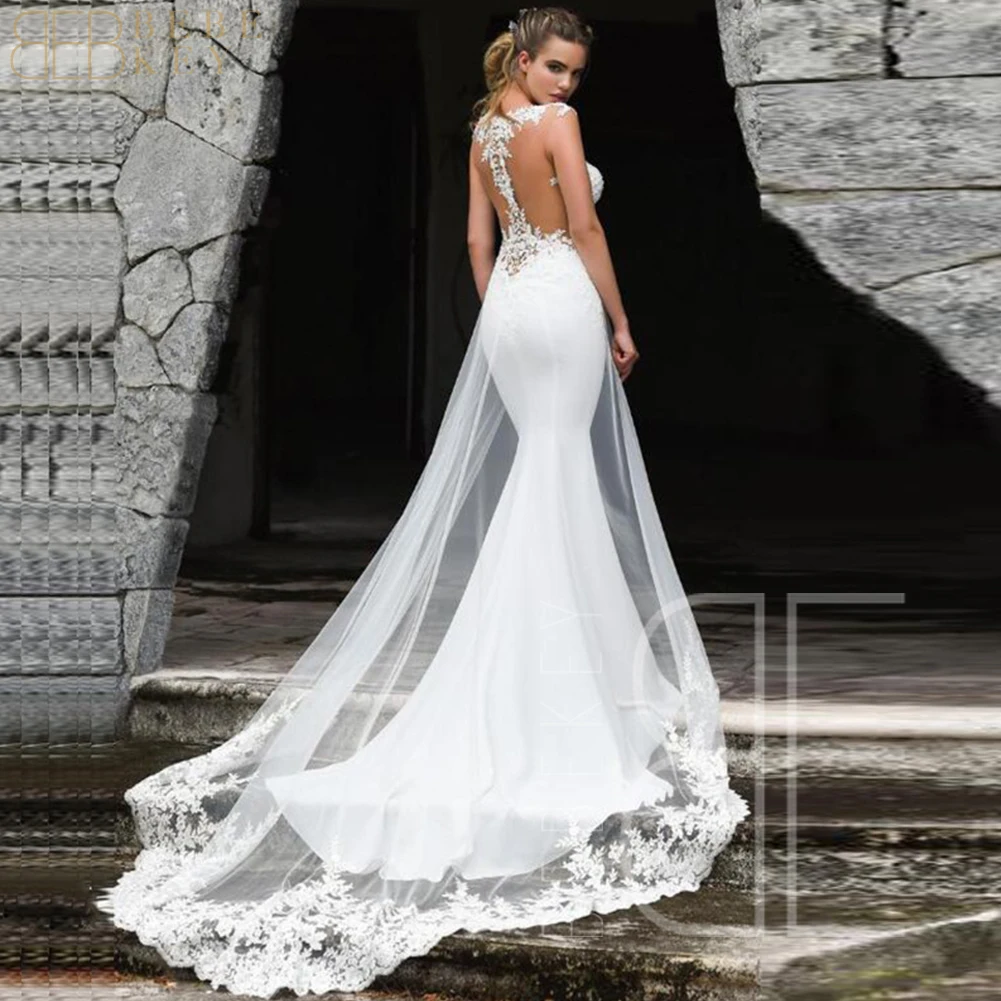 Bebekey элегантное кружевное свадебное платье с двойной аппликацией