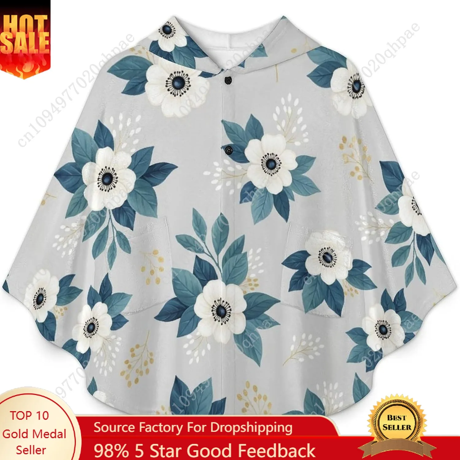 Уютный фланелевой свитер с цветочным узором