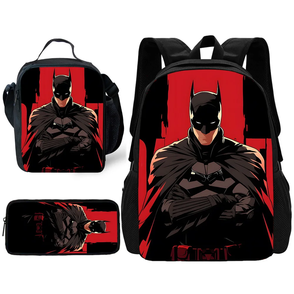 Child hot anime s-superheros batmans school backpack with lunch bags  - Фотография_3