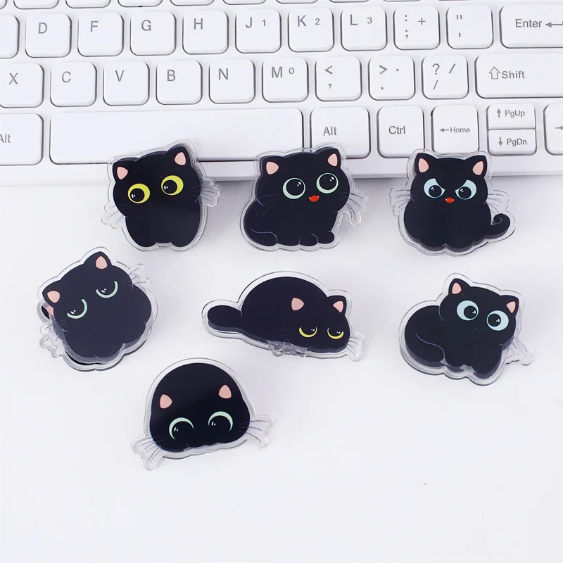 Милый мультяшный черный кот клипса