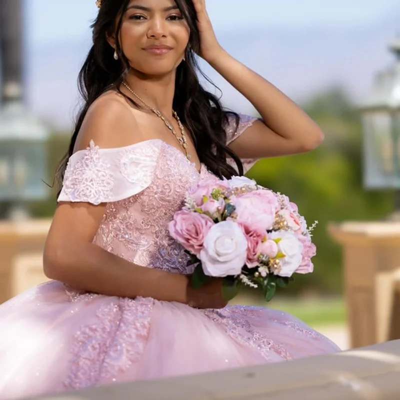 Простые светло-розовые платья quinceanera