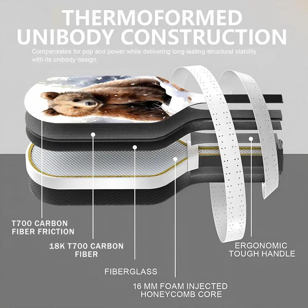 Лопатка для пиклбола с рисунком медведя - Фотография_4