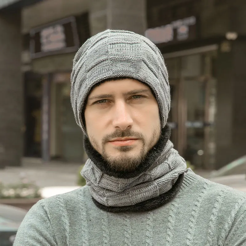 Мужской зимний теплый комплект из шапки и шарфа - Фотография_2