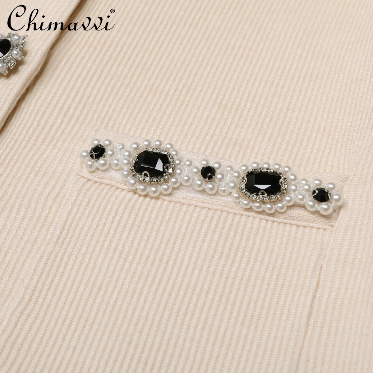 Новая мода, тонкий вязаный женский топ с длинными рукавами и бисером - Фотография_5