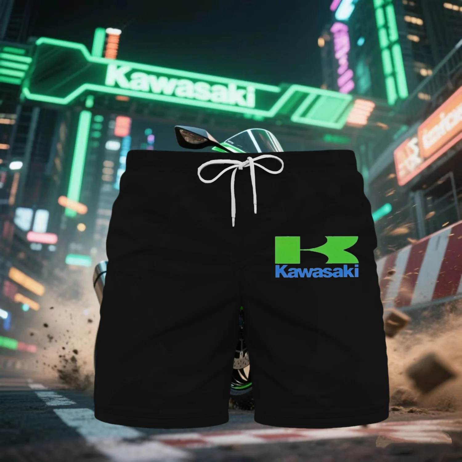 Новые мужские шорты kawasaki с мотоциклетной графикой и 3d принтом