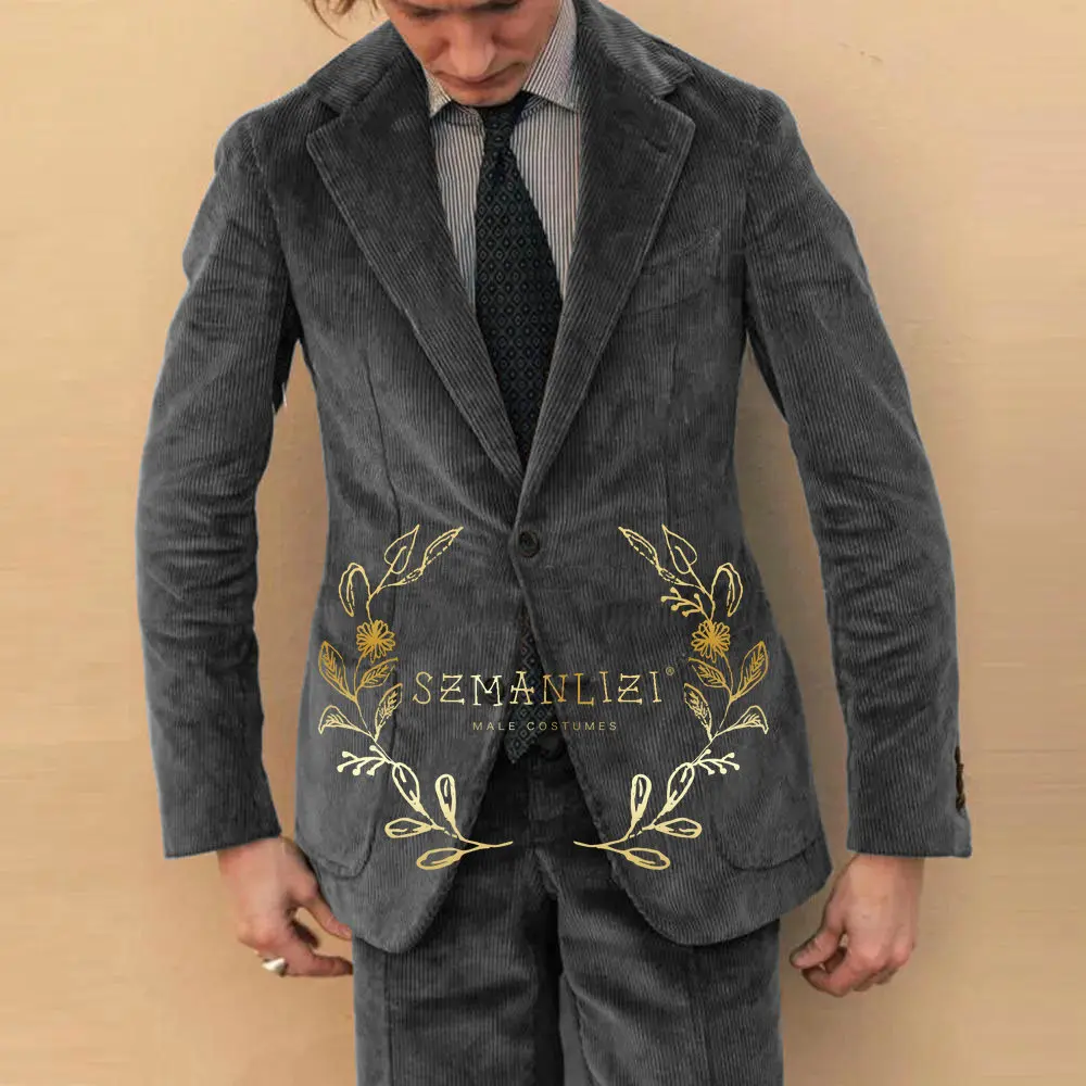 Костюм homme, коричневый вельветовый винтажный мужской костюм - Фотография_4