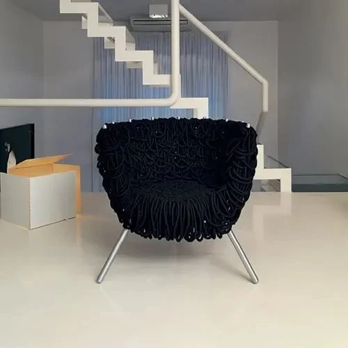 Итальянский легкий роскошный стул ручной работы из веревки - Фотография_4