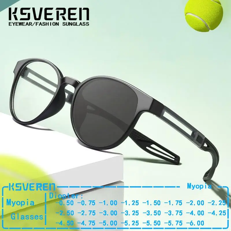 Tr90 круглые фотохромные очки для близорукости для мужчин и женщин