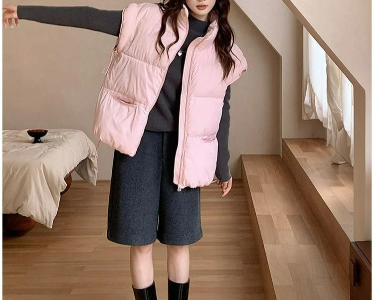 Новая женская утолщенная повседневная пуховая хлопковая жилетка - Фотография_5