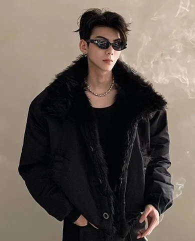 Мужские зимние новые стильные однотонные - Фотография_6