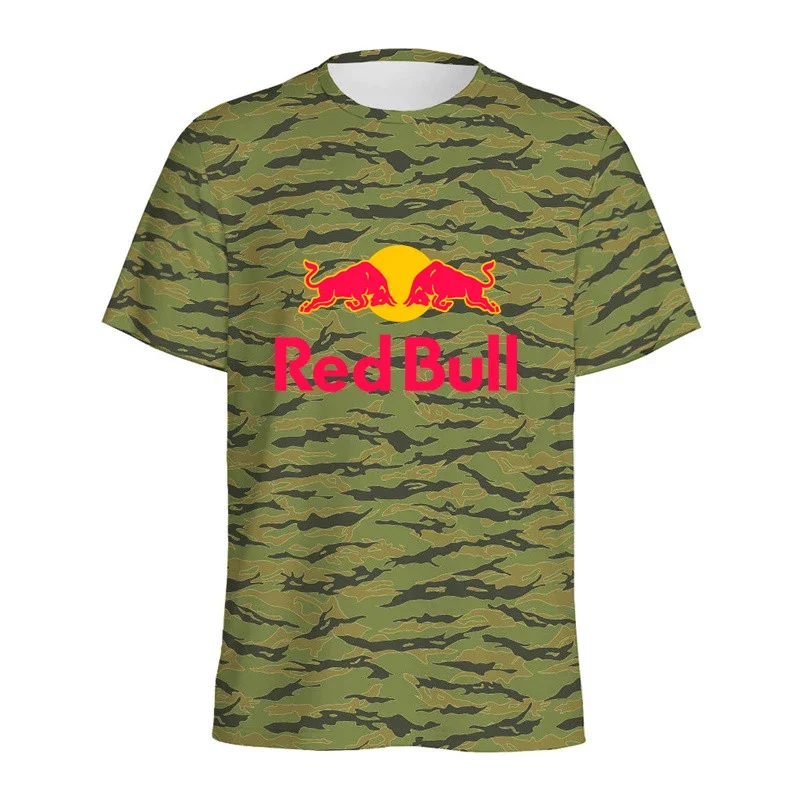 Камуфляжная футболка с 3d принтом red bull