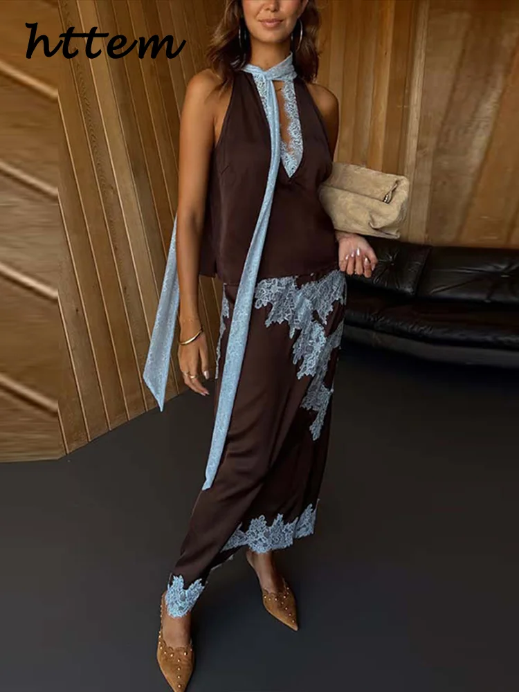 Элегантные кружевные комплекты с длинными юбками контрастного цвета - Фотография_3