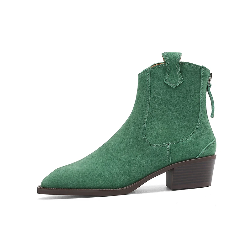 Трендовые женские замшевые ботинки в стиле вестерн - Фотография_6