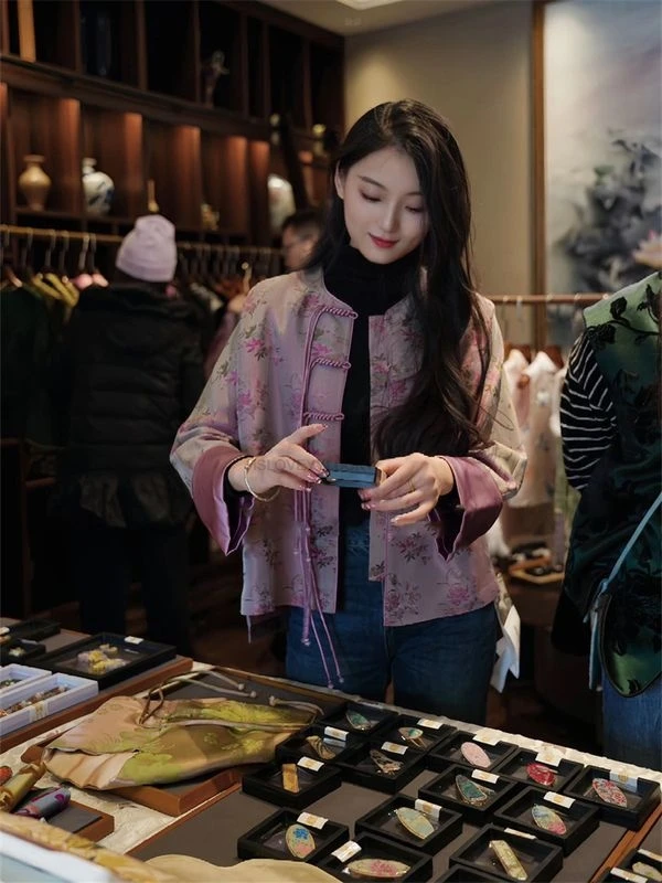 Осеннее изящное женское пальто ципао в китайском стиле - Фотография_2