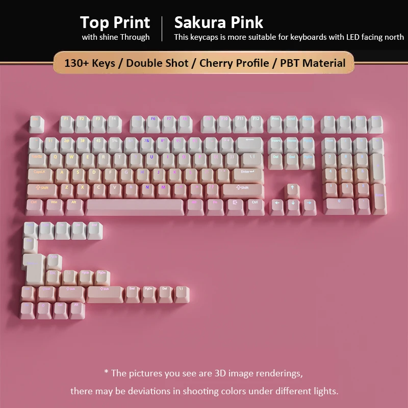 130-клавишные градиентные колпачки sakura pink shine through - Фотография_4