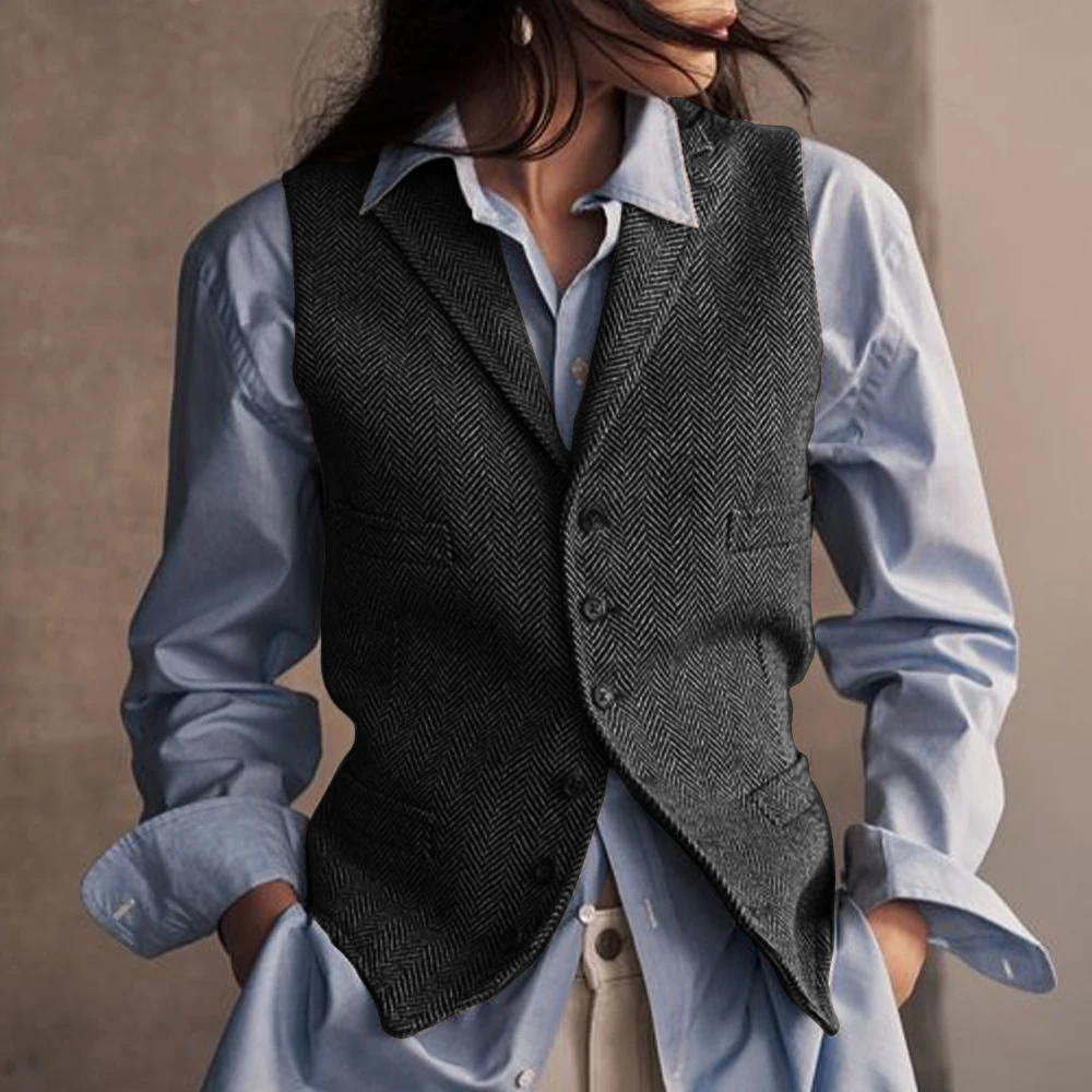 Женский жилет с узором «елочка» - Фотография_3