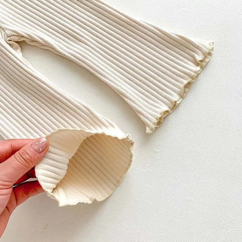 Детские брюки, весенне-осенние однотонные расклешенные брюки для девочек - Фотография_4