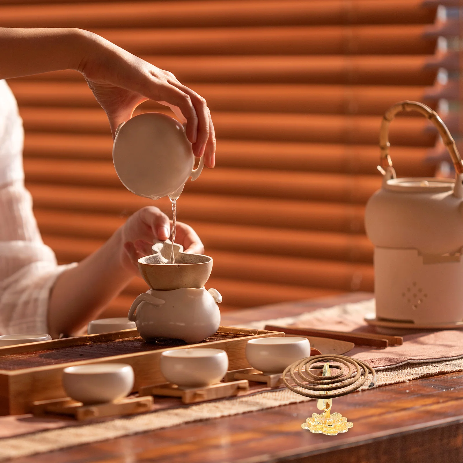 Позолоченный зажим для благовоний будда-гладкая ретро-форма для медитации - Фотография_3