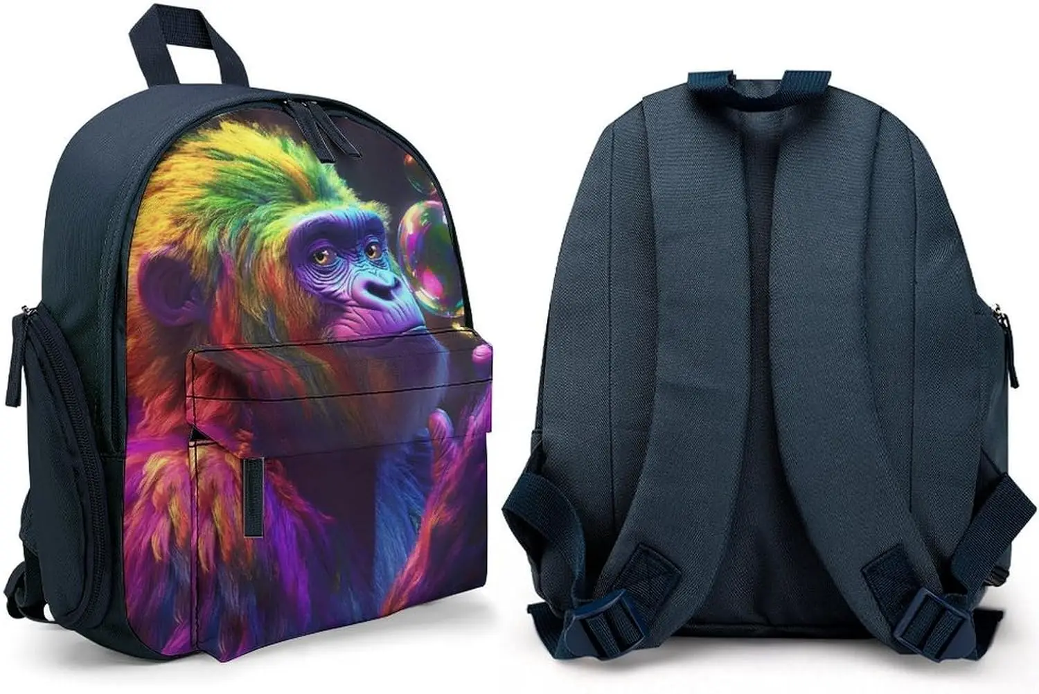 Красочный дорожный рюкзак для ноутбука с изображением шимпанзе и обезьяны - Фотография_4