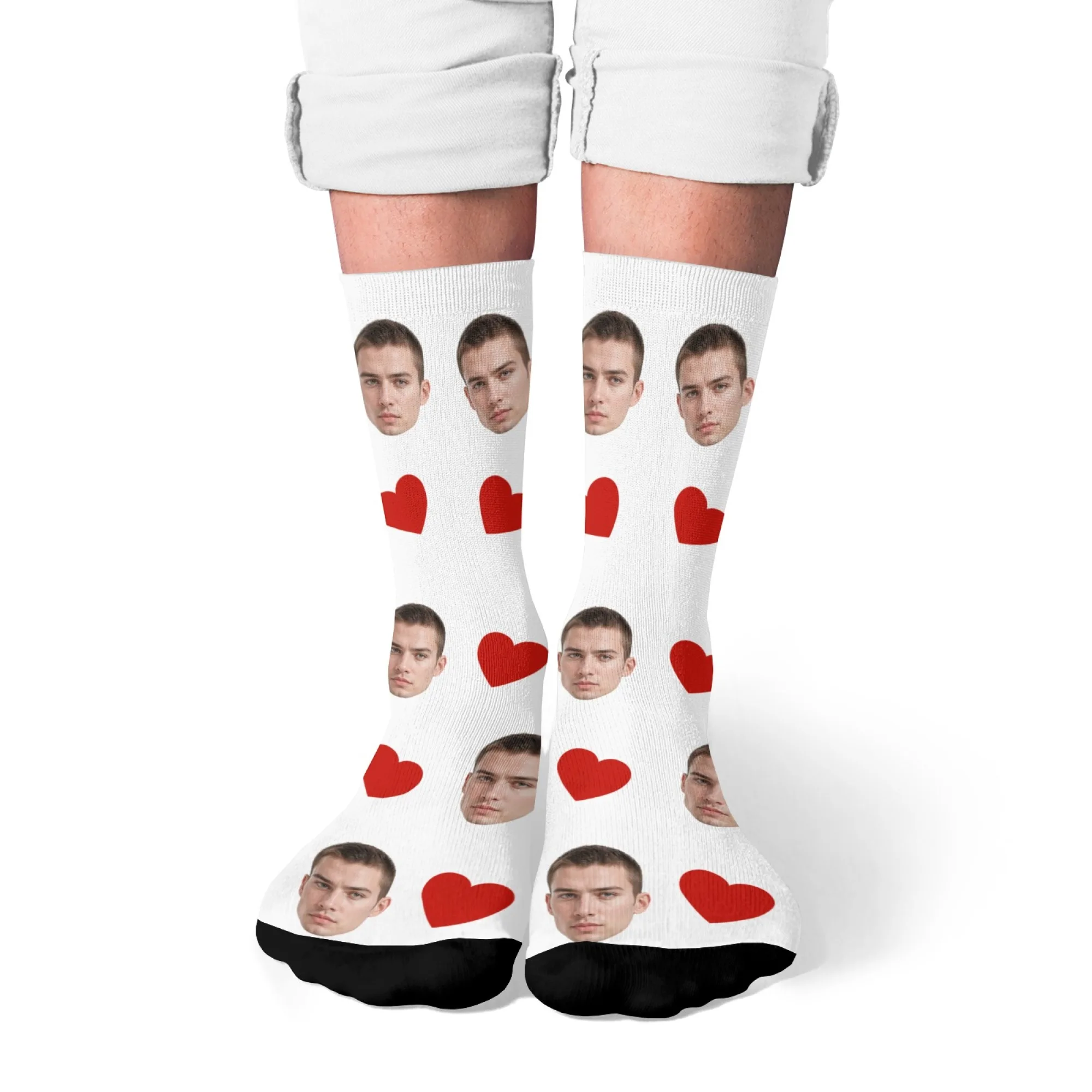 Носки для лица и экипажа на заказ с красными сердечками - Фотография_2