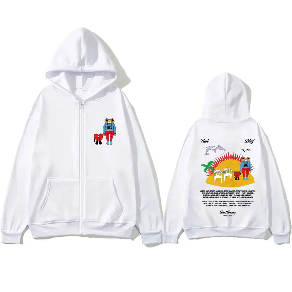 Рэпер bad bunny print zipper hoodie - Фотография_6