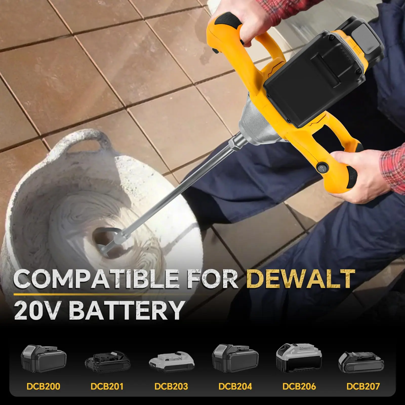 Беспроводной миксер для цемента подходит для dewalt - Фотография_2