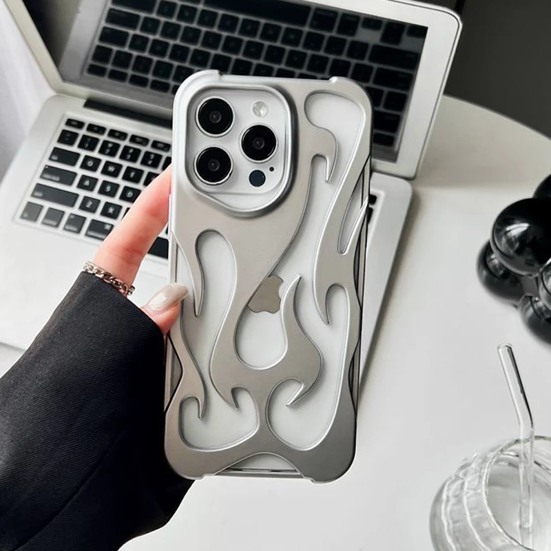 Новый полый тонкий чехол для телефона с 3d пламенным узором для iphone 17