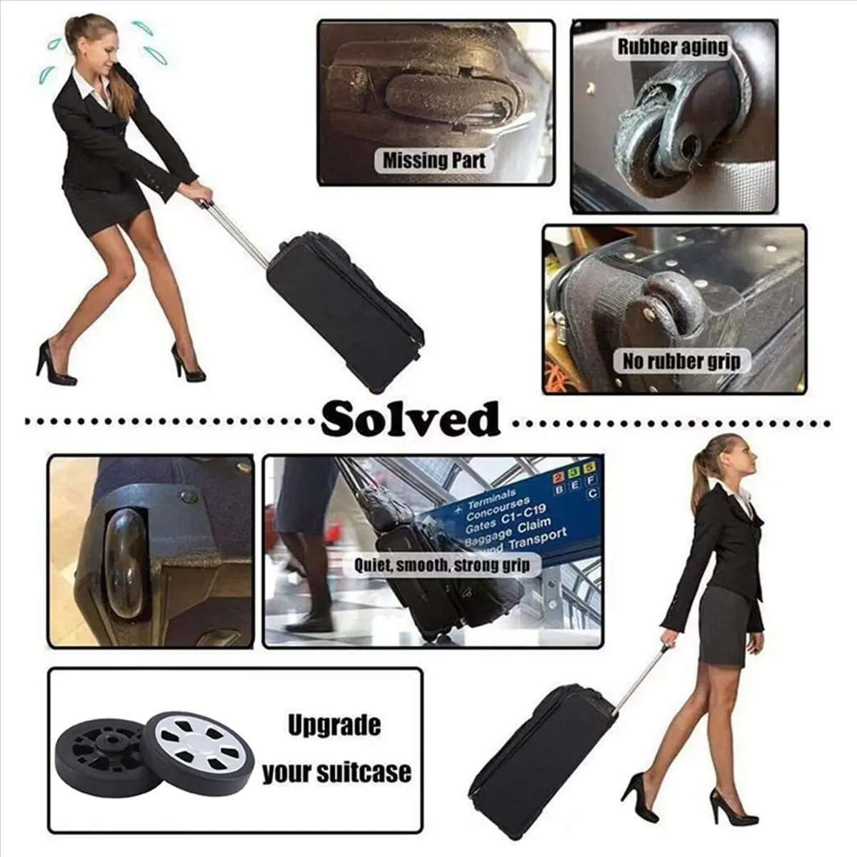 Набор из 2 сменных колес для чемодана abqr 60x13 мм - Фотография_6