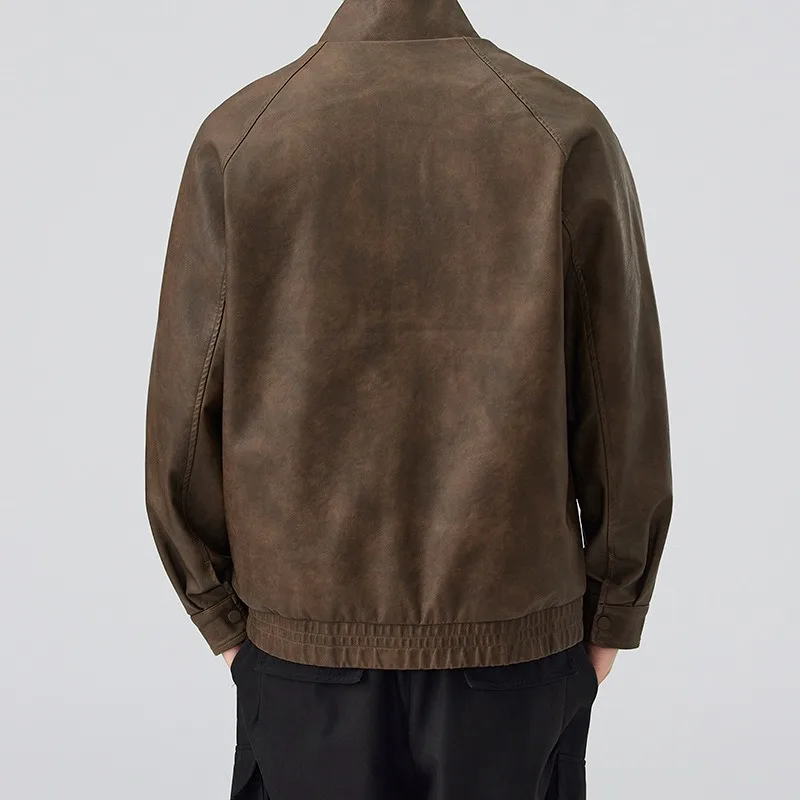 Мужские куртки, осенняя новая кожаная - Фотография_3