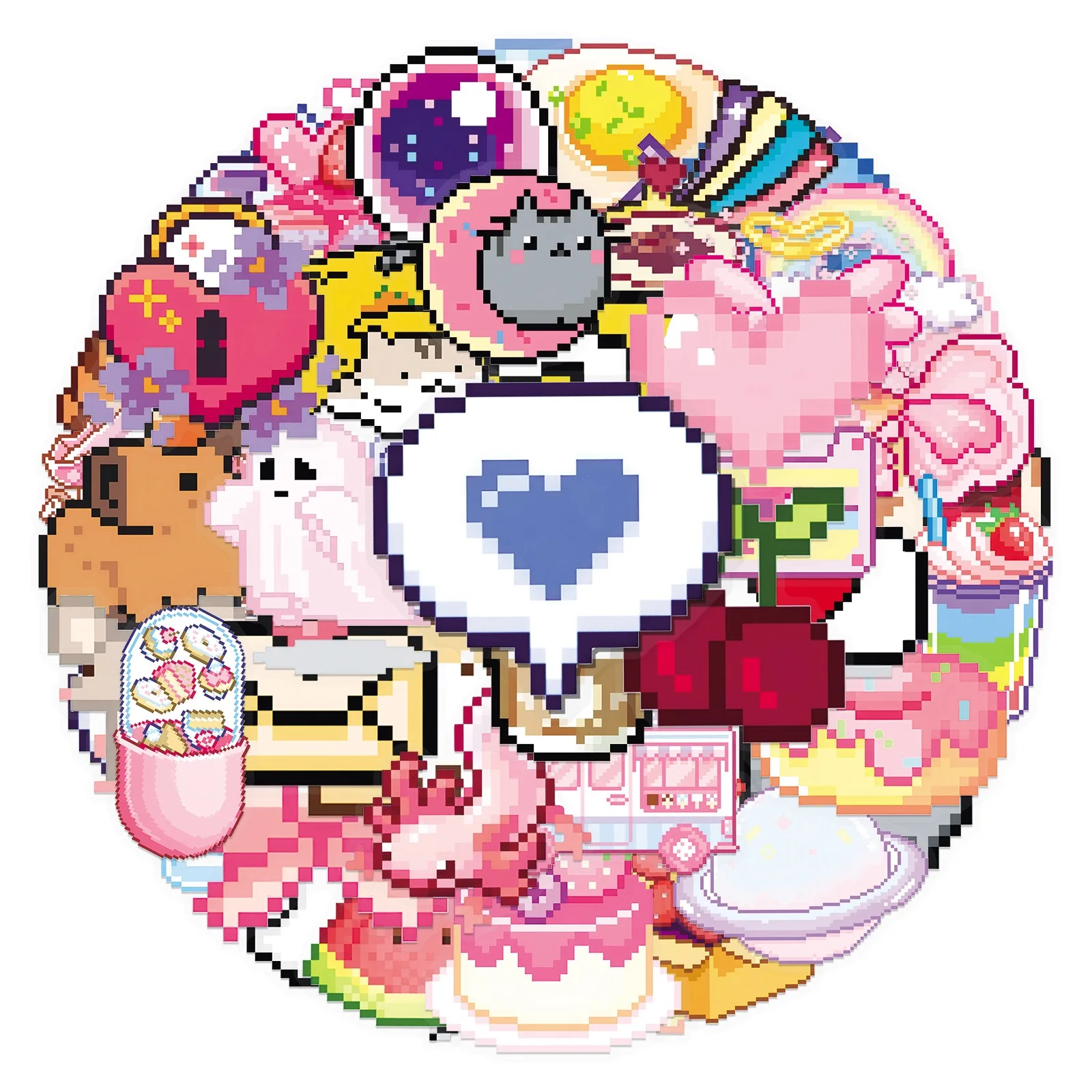 Милые розовые пиксельные прозрачные наклейки для девочек - Фотография_2