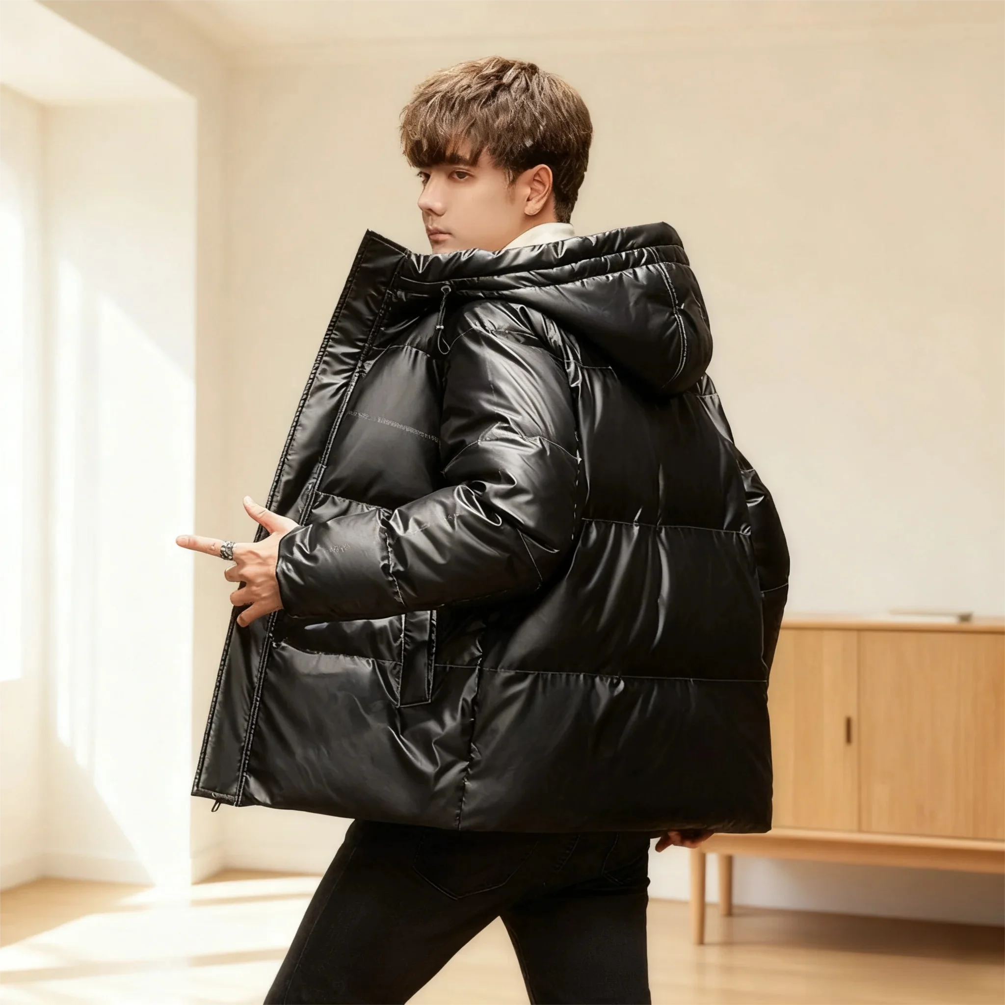 Блестящая парка унисекс — 90% белый утиный пух с тяжелой изоляцией - Фотография_4