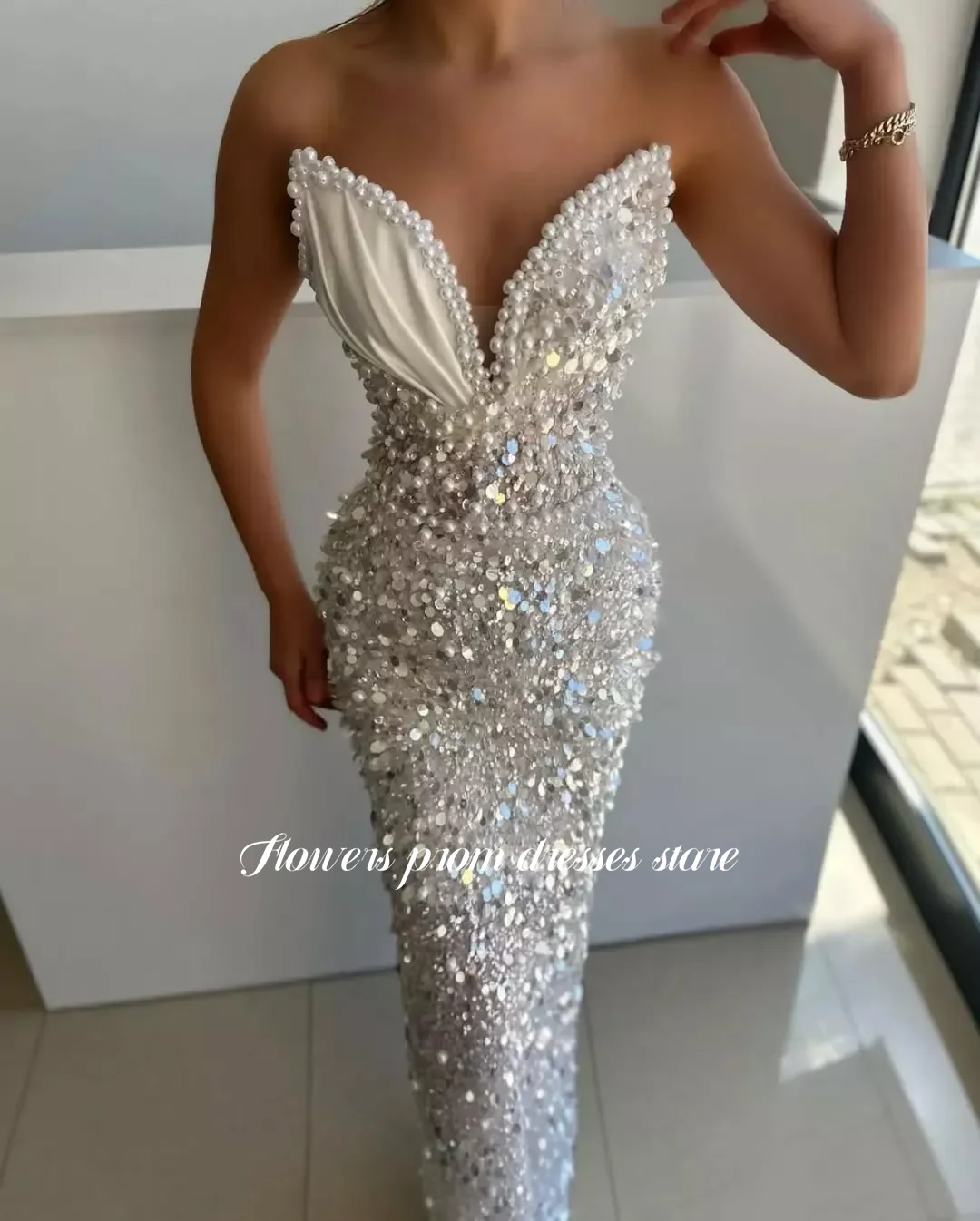 Вечерние платья русалки с цветами для выпускного вечера - Фотография_4