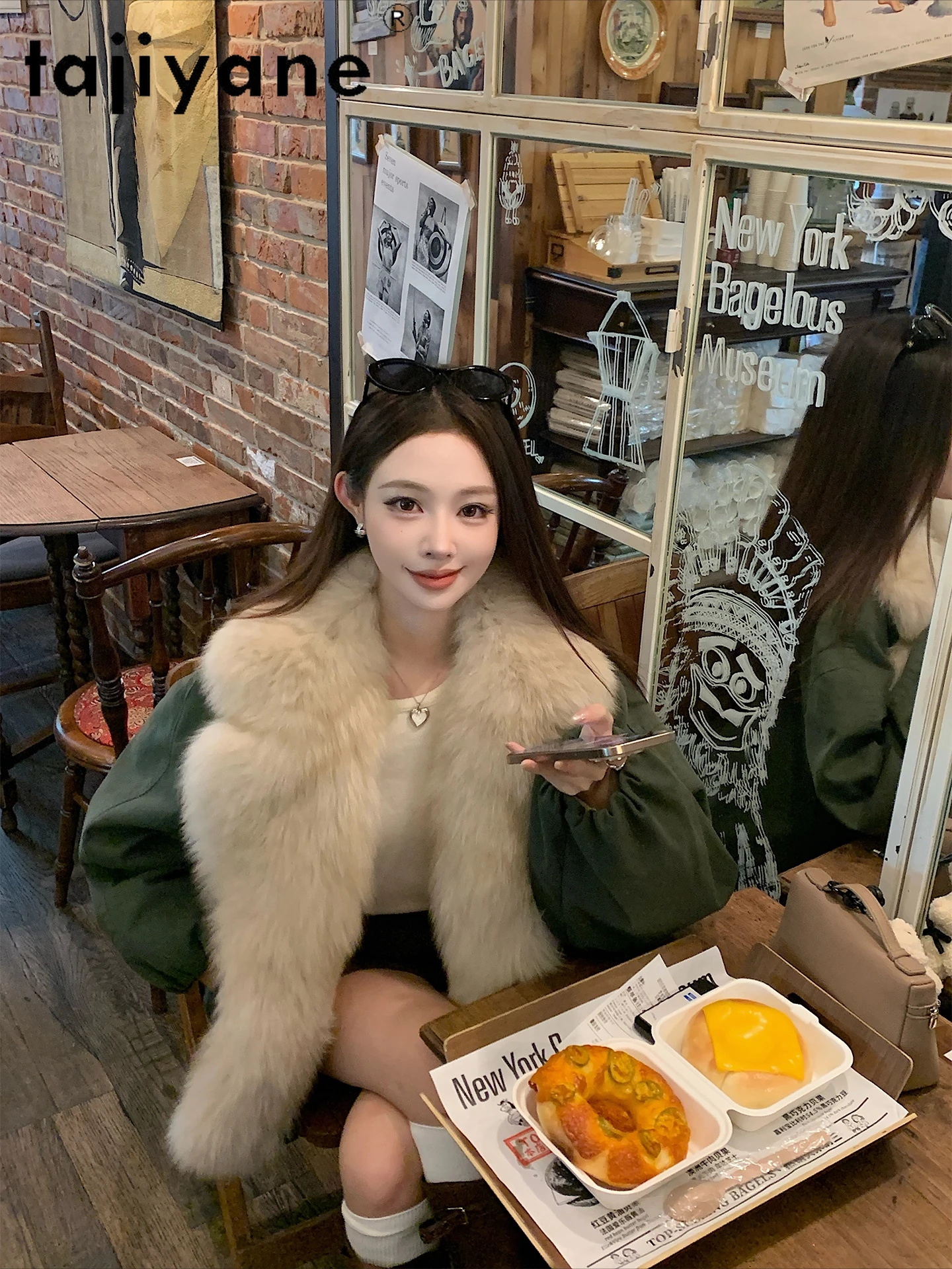 Tajiyane женское пальто с подкладкой из натурального меха кролика рекс - Фотография_3