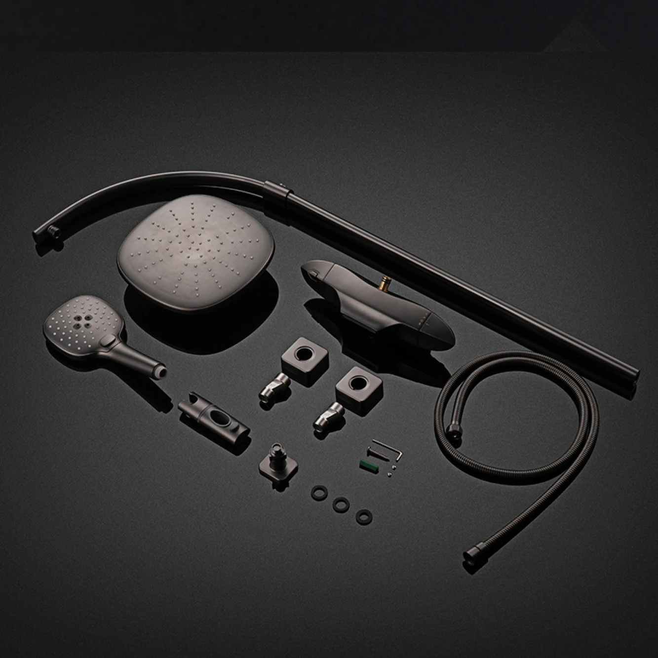 Роскошная латунная душевая система серого цвета с простым дизайном - Фотография_6