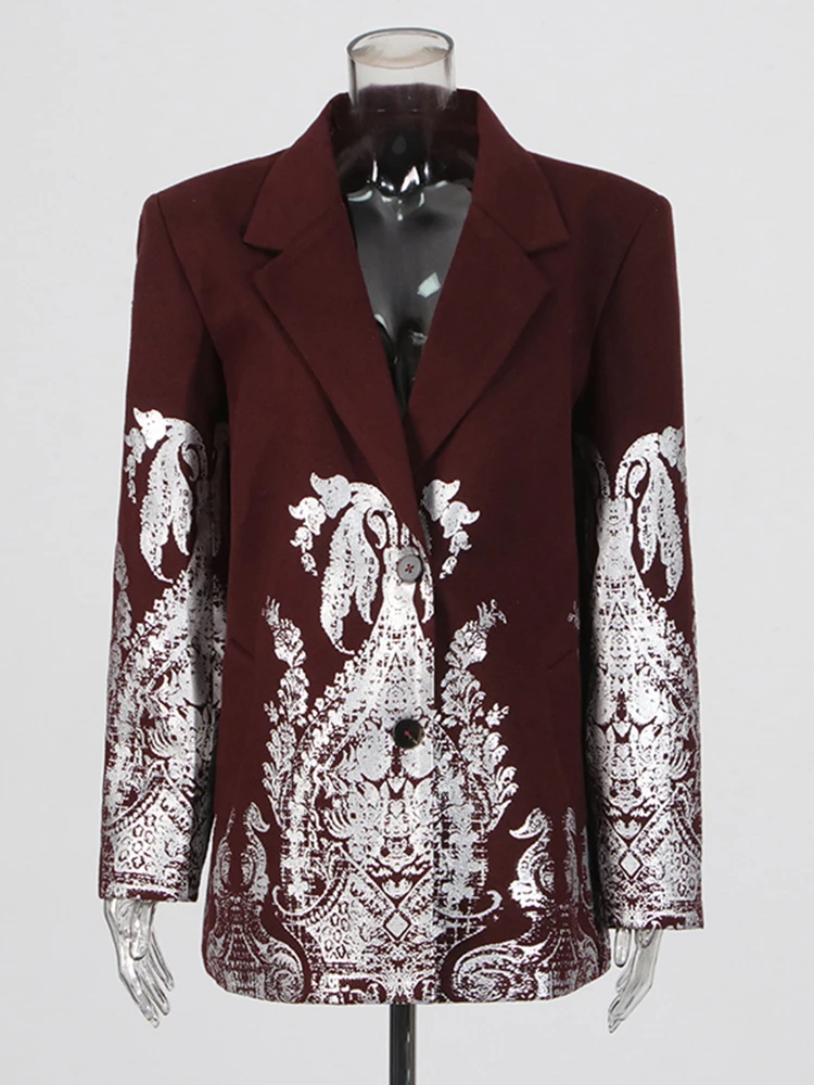Twotwinstyle бордовые блейзеры с принтом для женщин - Фотография_4