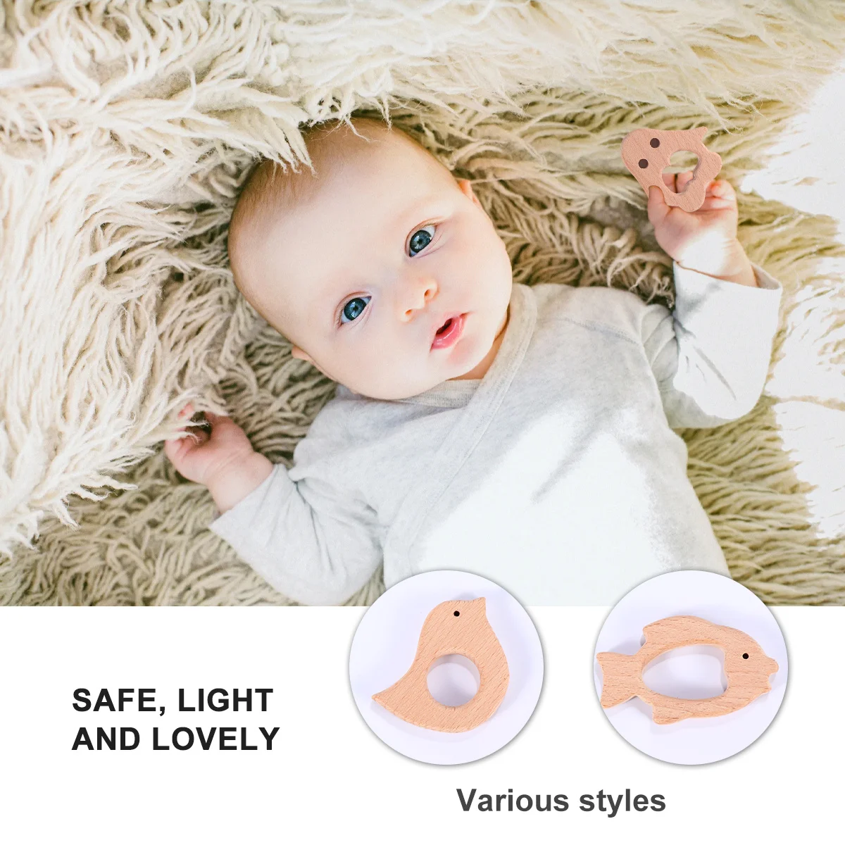 Деревянный прорезыватель для младенцев из натурального дерева