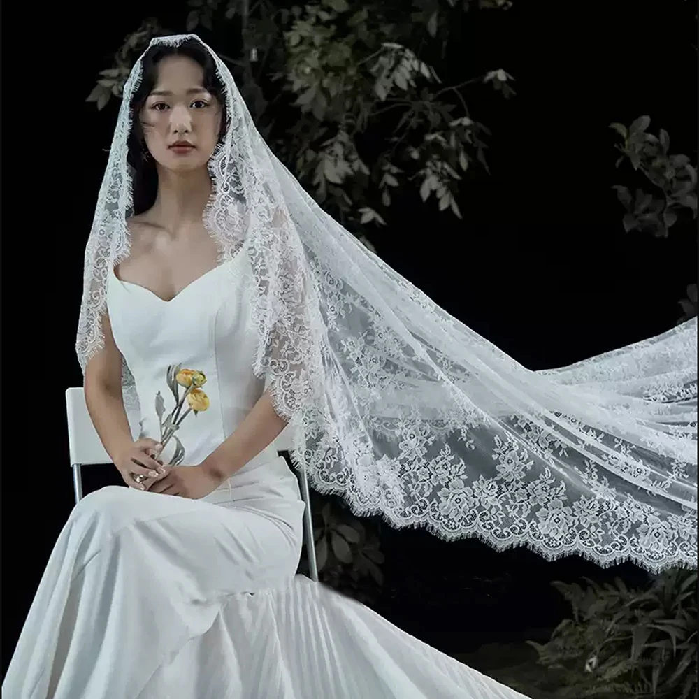 Однослойная кружевная свадебная фата 1t