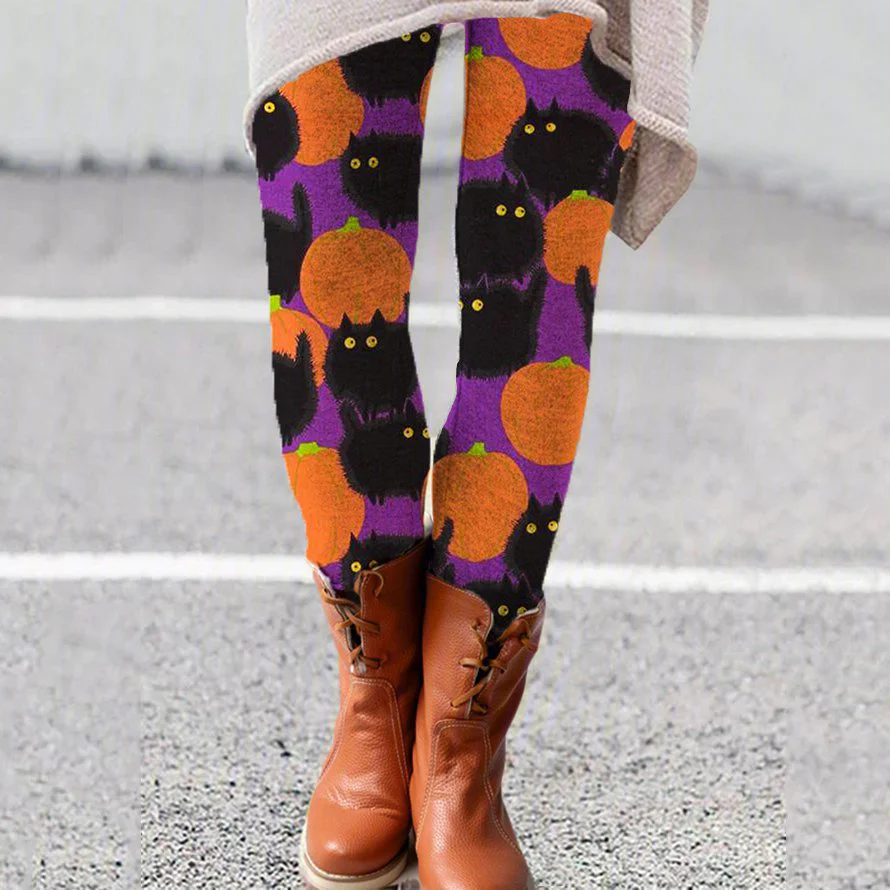 Женские леггинсы с графическим принтом черепа на хэллоуин - Фотография_4