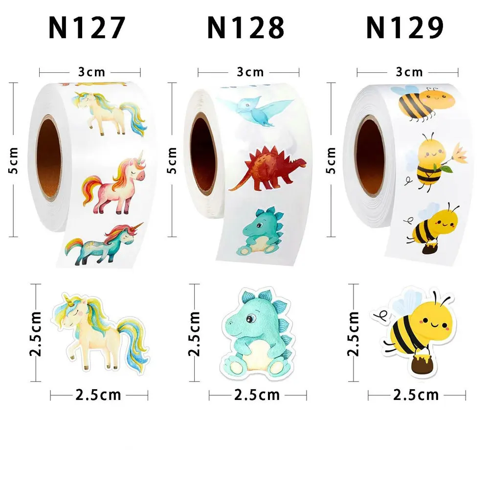 Новые милые круглые наклейки с изображением динозавра - Фотография_6