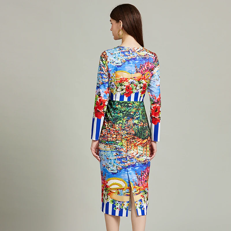 Женское модельное облегающее платье в полоску - Фотография_5