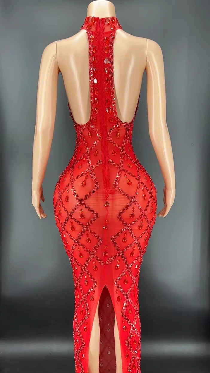 Платье red diamond на красном дном для ночного клуба - Фотография_5