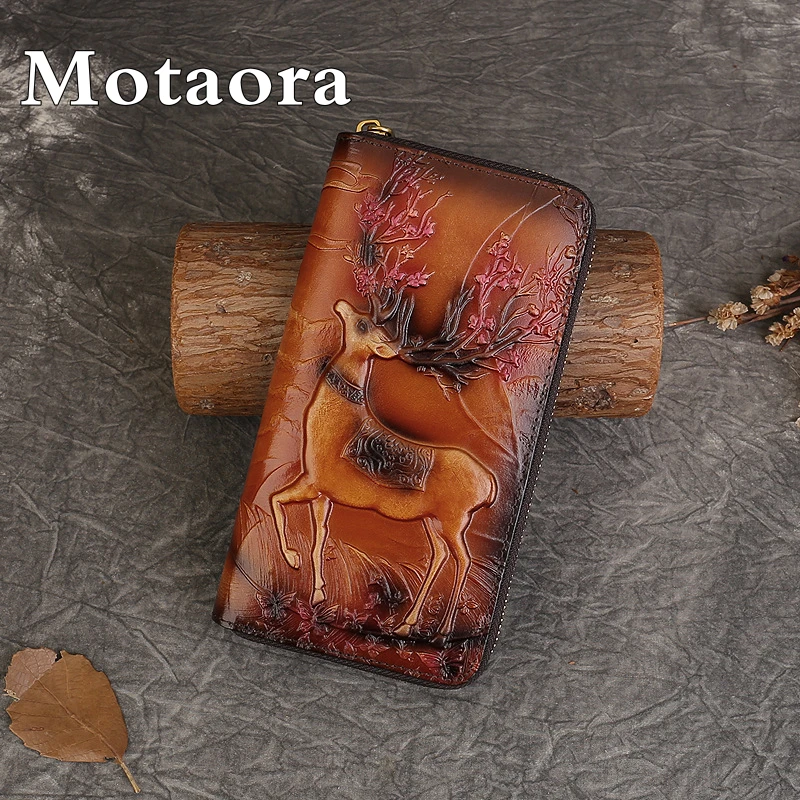 Motaora новый тисненый кошелек из натуральной кожи для женщин