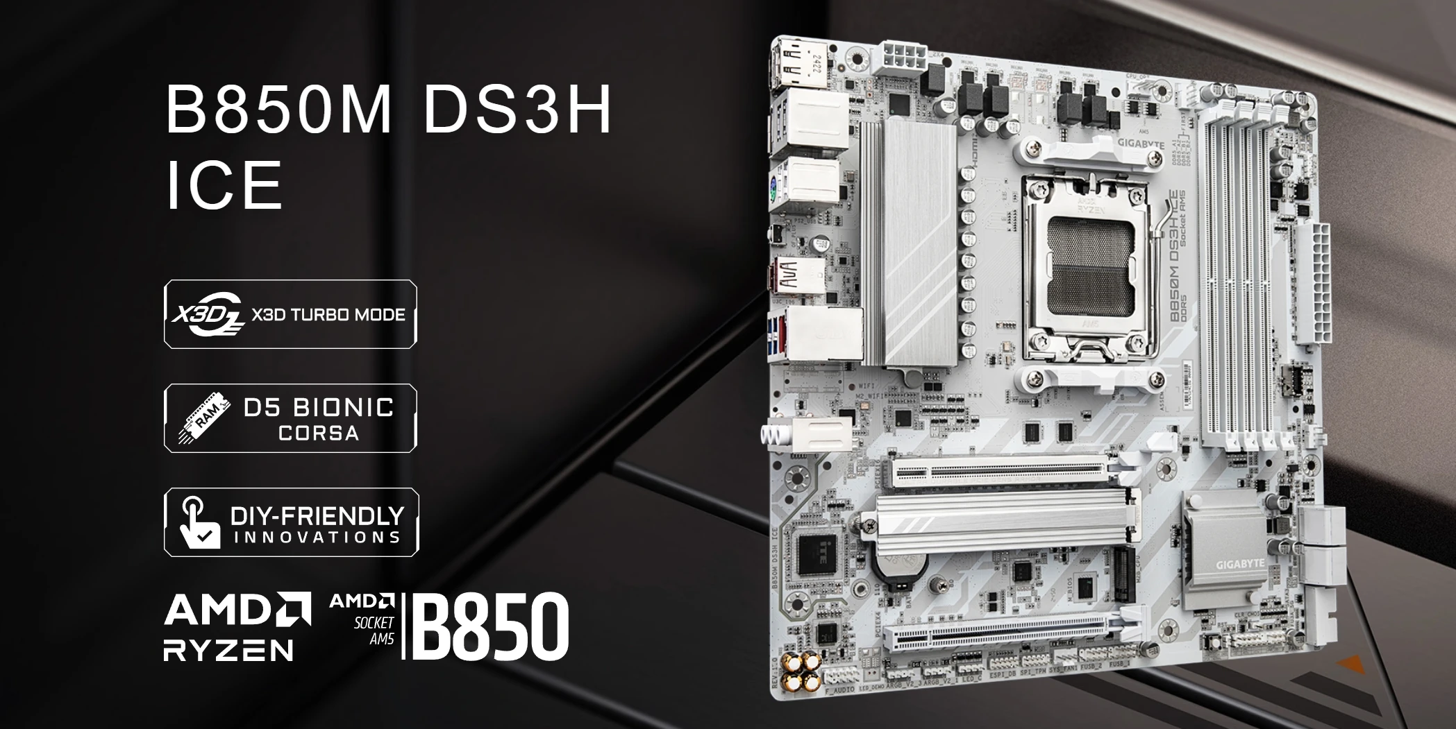 Материнская плата b850m ds3h ice micro atx b850 - Фотография_5