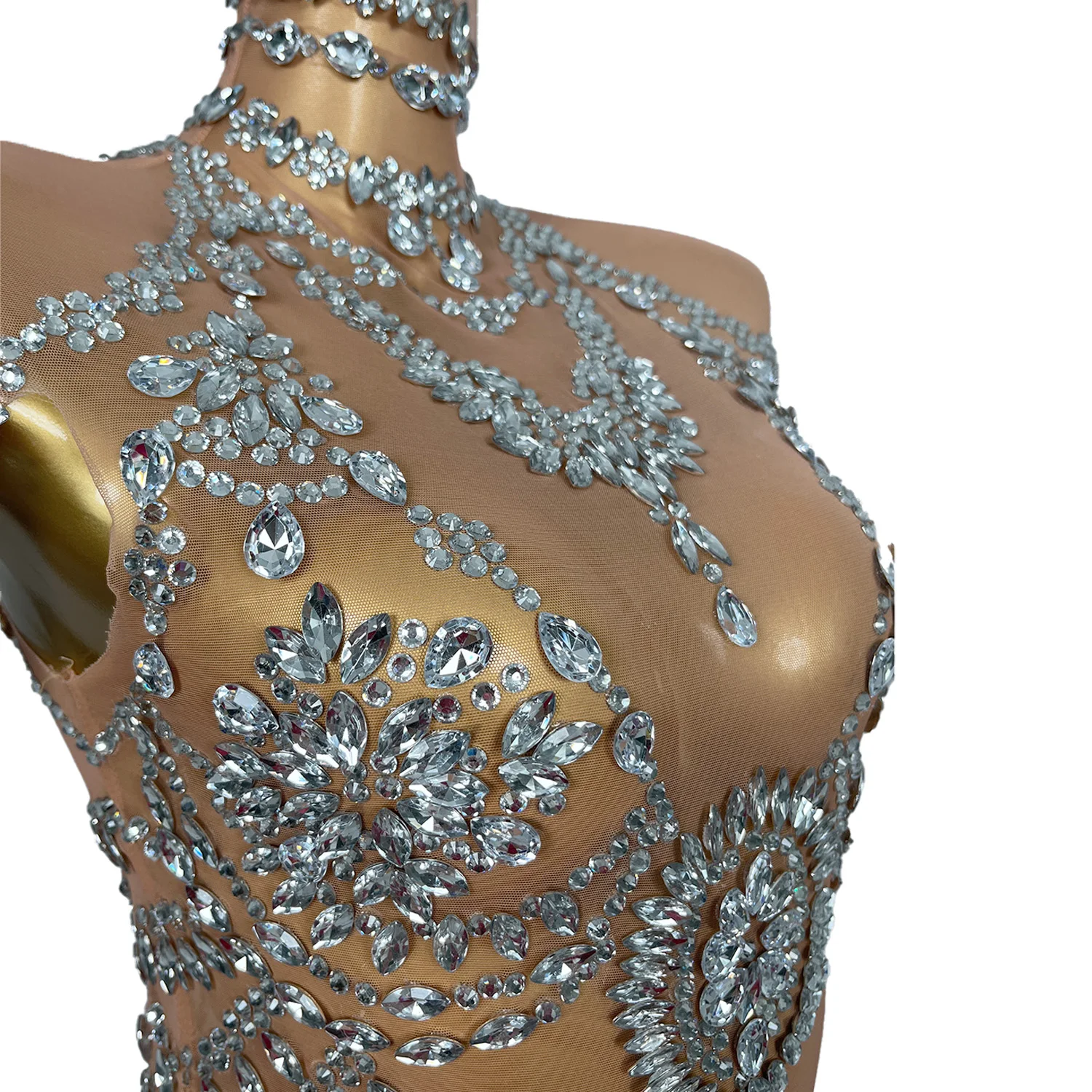 Сексуальные сценические блестящие боди со стразами - Фотография_5